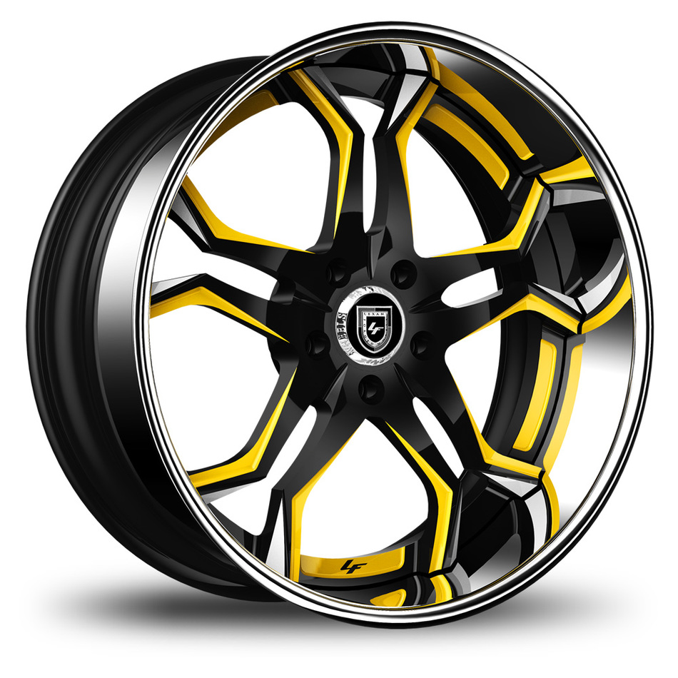 Lexani 752 Opal Custom Black and Yellow Finish Wheels