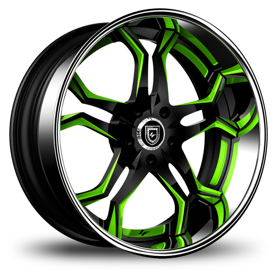 Lexani 752 Opal Custom Black and Green Finish Wheels