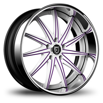 Lexani 751 Topaz Custom White and  Purple with SS Lip Finish Wheels