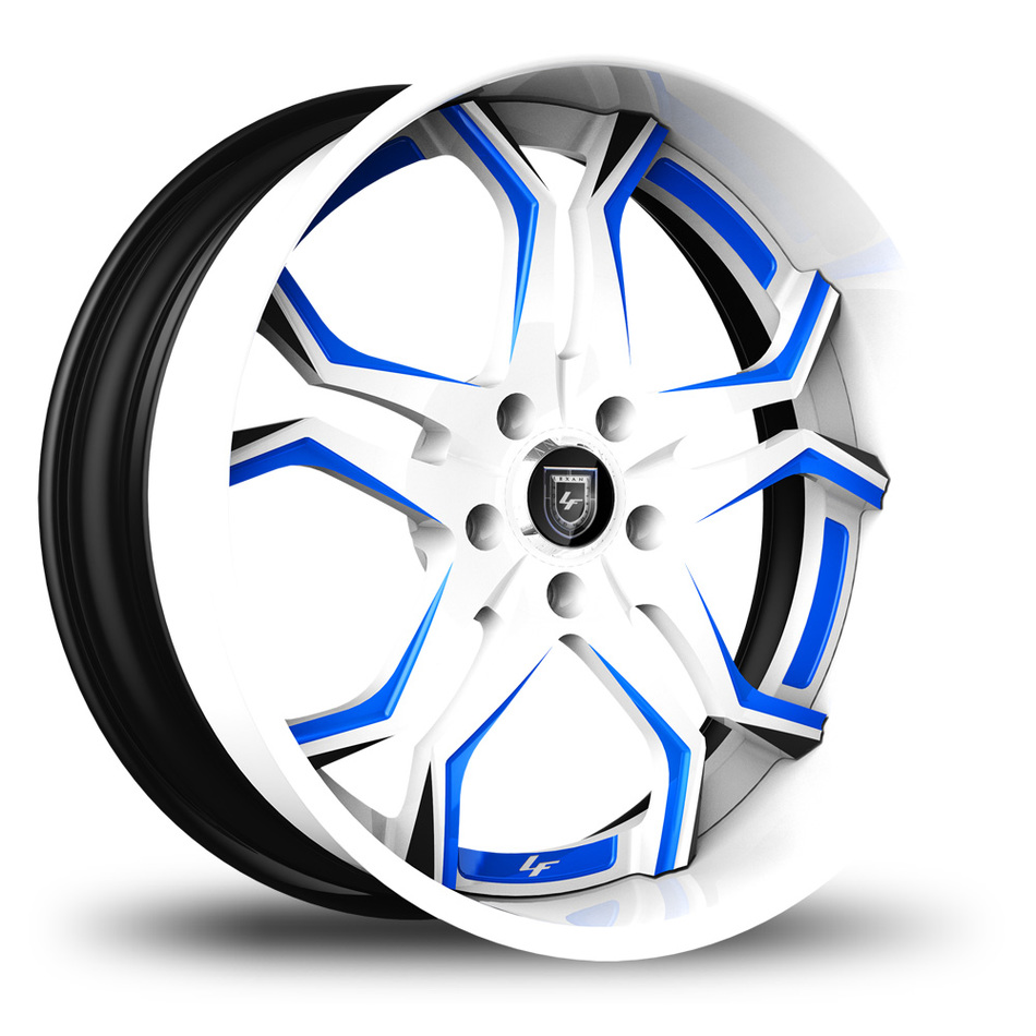 Lexani 752 Opal Custom White and Blue Finish Wheels