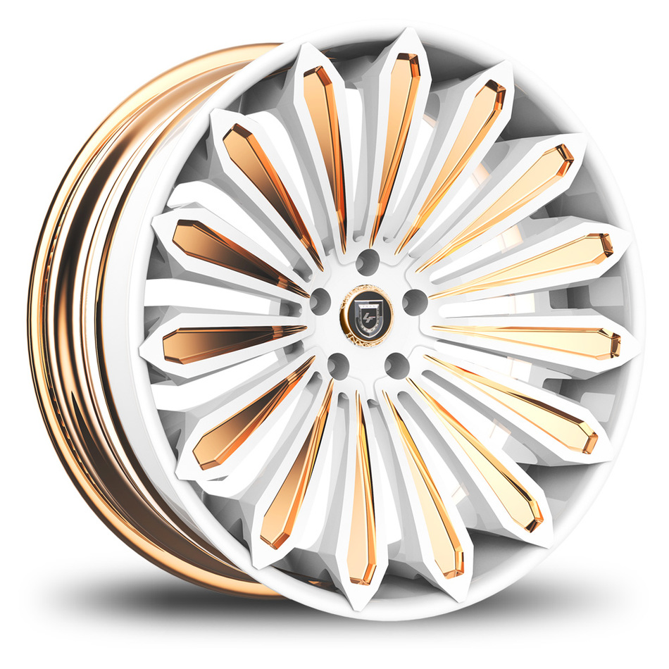 Lexani 757 Crypto Custom White and Gold Finish Wheels