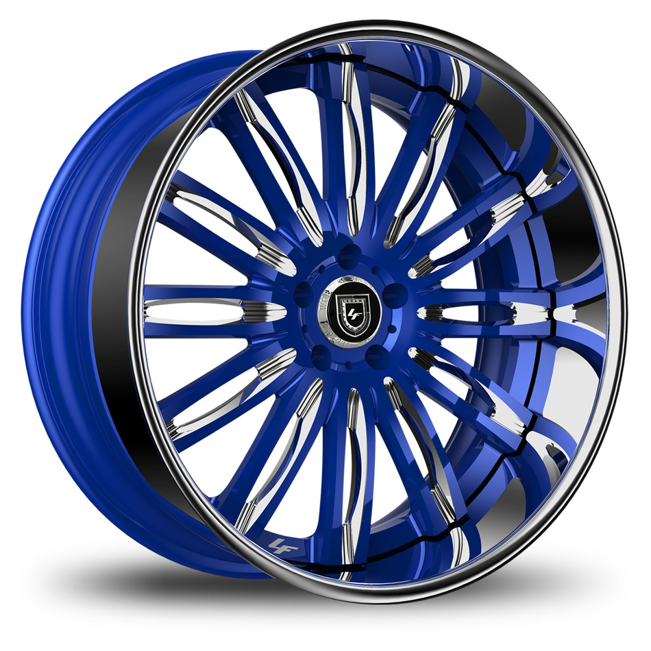 Lexani 758 Bison Custom Blue and Chrome Finish Wheels