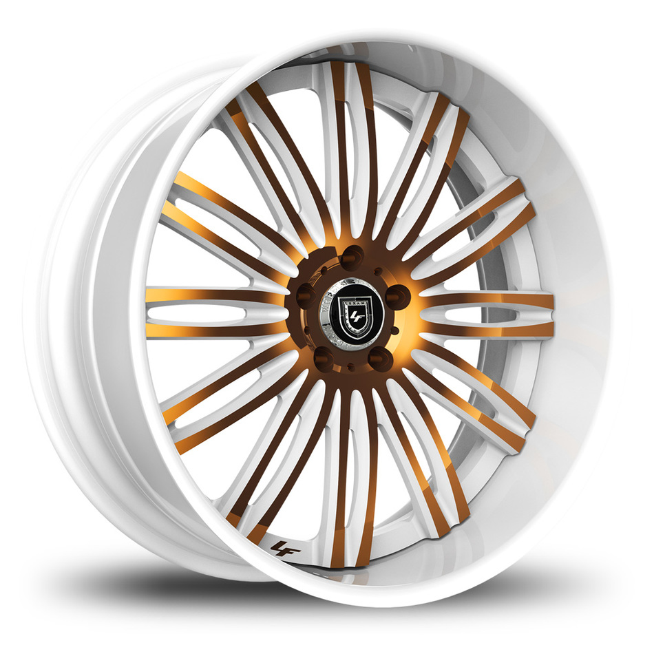 Lexani 758 Bison Custom White and Gold Finish Wheels