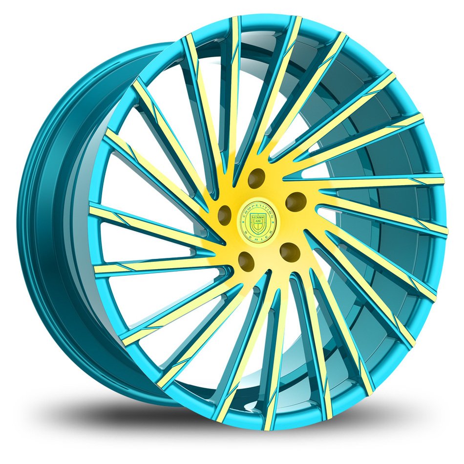 Lexani Wraith Custom Blue and Yellow Finish Wheels