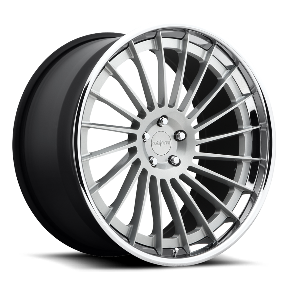 Rotiform IND-T Forged Custom Matte Silver Face with Polished Lip Finish Wheels