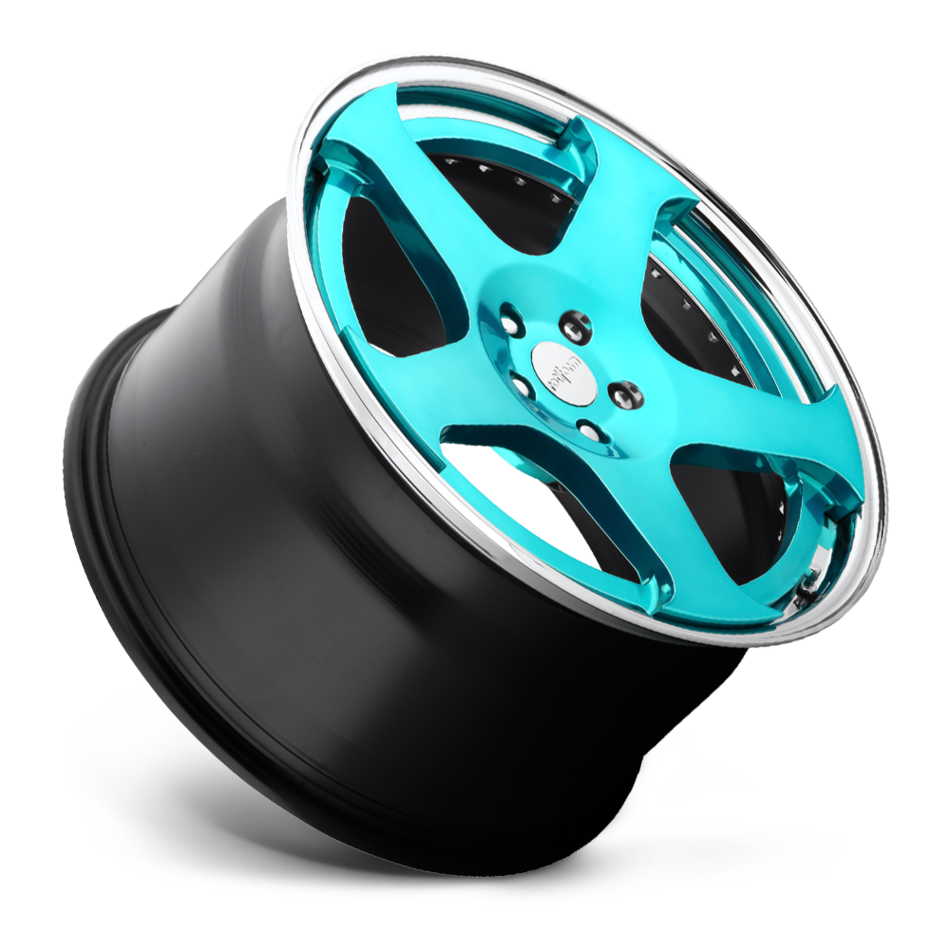 Rotiform NUE Forged Custom Candy Blue Face with Polished Lip Finish Wheels