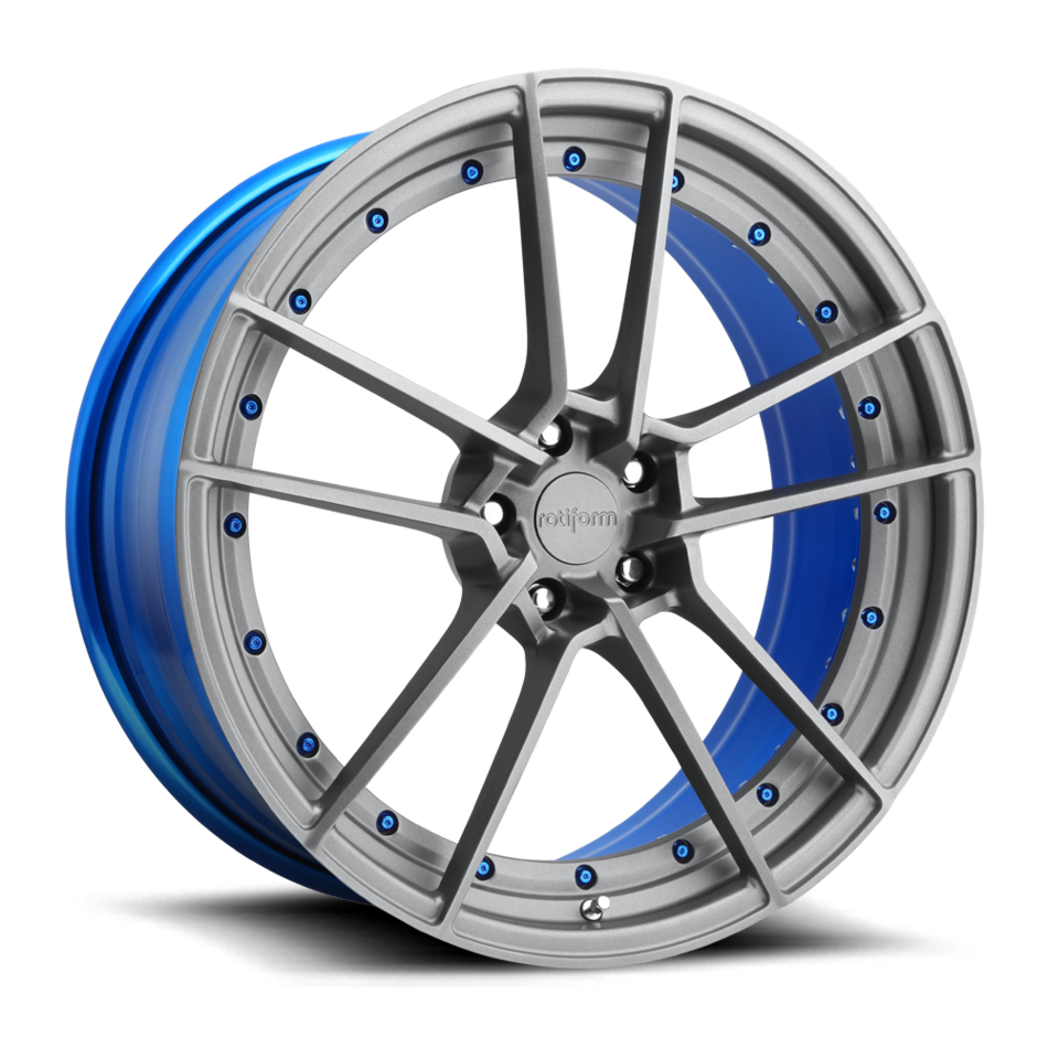 Rotiform SFO Forged Custom Matte Anthracite Face with Peek-A-Blue Inner and Hardware Finish Wheels