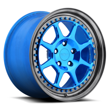 Rotiform SLC Forged Custom Polished Candy Blue Face with Gloss Black Lip Finish Wheels