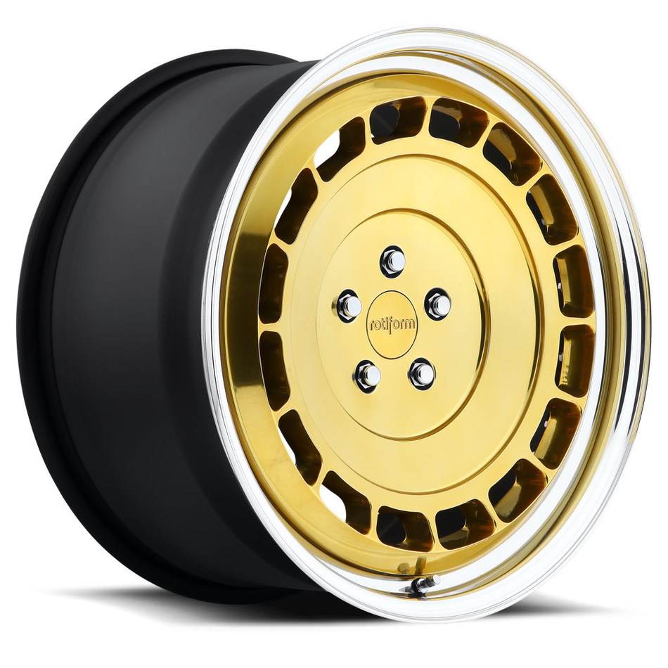 Rotiform VCE-T Forged Custom Hi Luster Gold Face with Polished Lip Finish Wheels