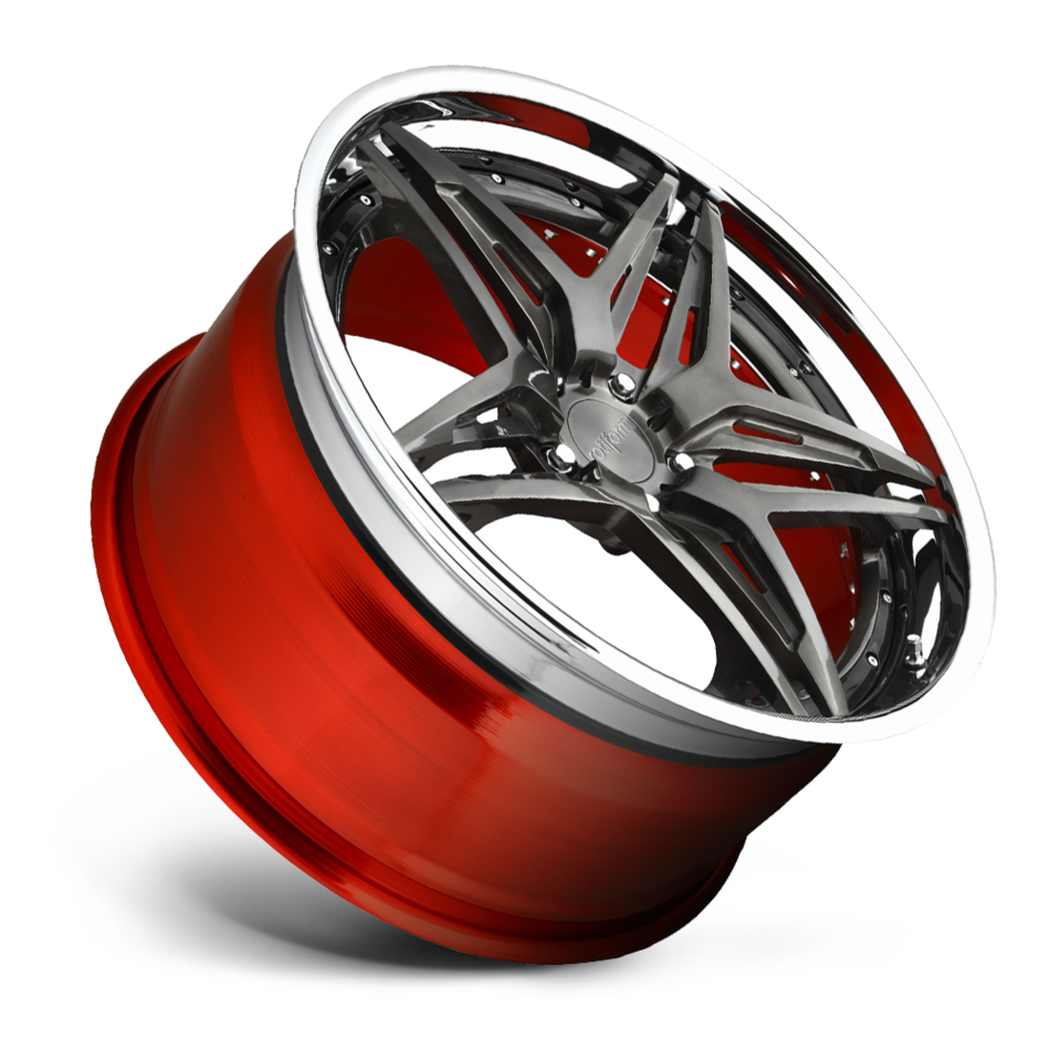 Rotiform VDA Forged Custom Brushed DDT Face with Chrome Lip and Candy Red Inner Finish Wheels