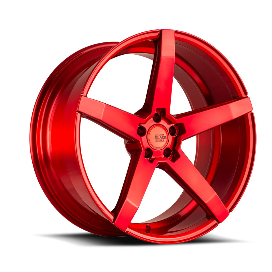 Savini Black di Forza BM11 Wheels - Brushed Red Custom Finish