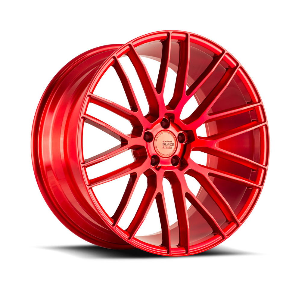 Savini Black di Forza BM13 Wheels - Brushed Red Custom Finish