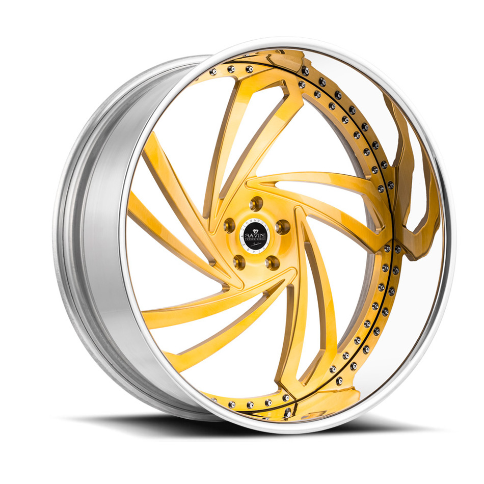 Savini Diamond Lazio Wheels - Brushed Gold Chrome Custom Finish