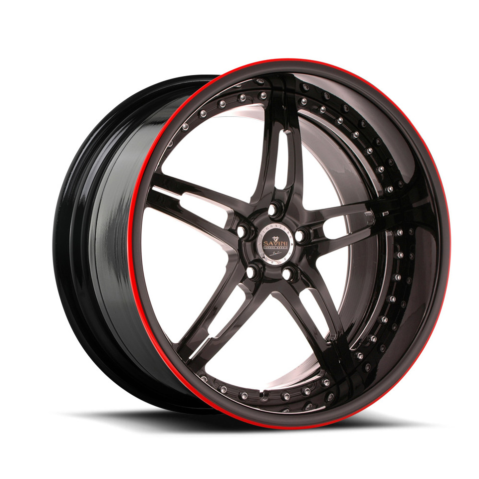 Savini Forged SV10 Black with Red Pinstripe Signature Wheels