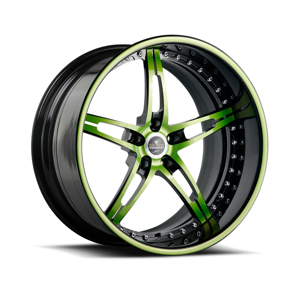 Savini Forged SV10 Green and Black Signature Wheels