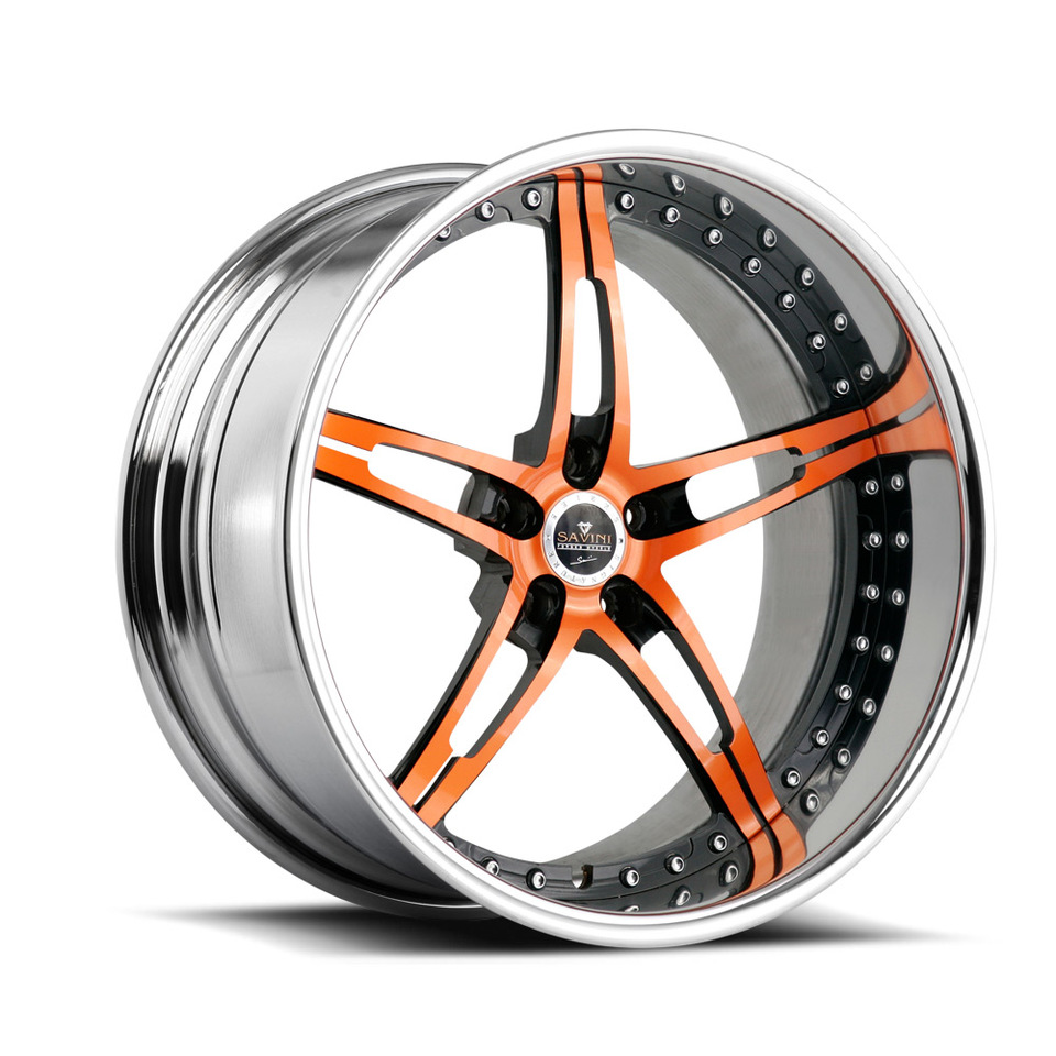 Savini Forged SV10 Orange and Black Signature Wheels