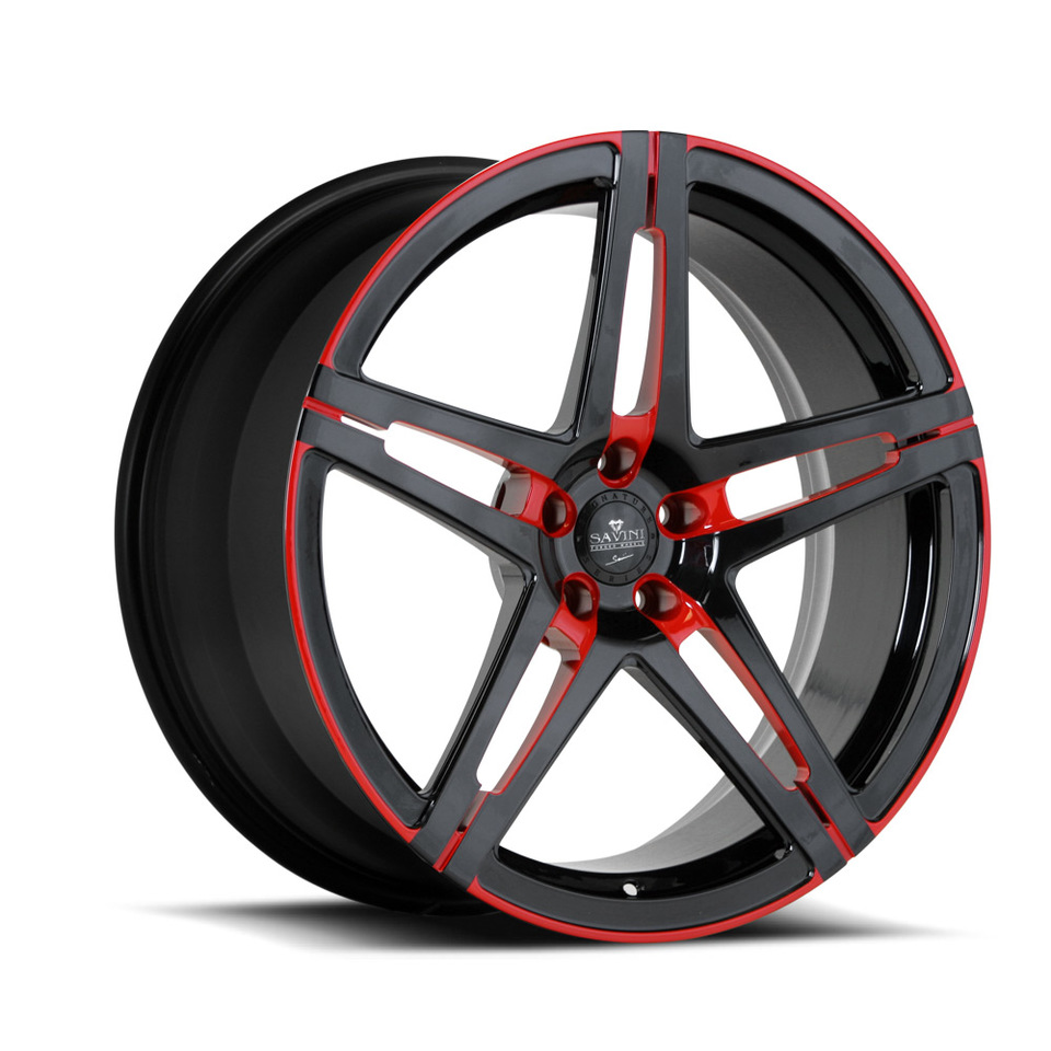 Savini Forged SV10m Black and Red Mono Wheels