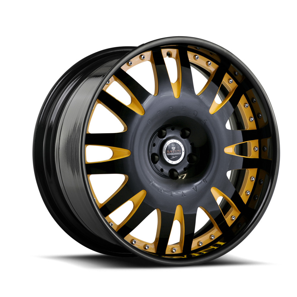 Savini Forged SV13 Black and Yellow Signature Wheels