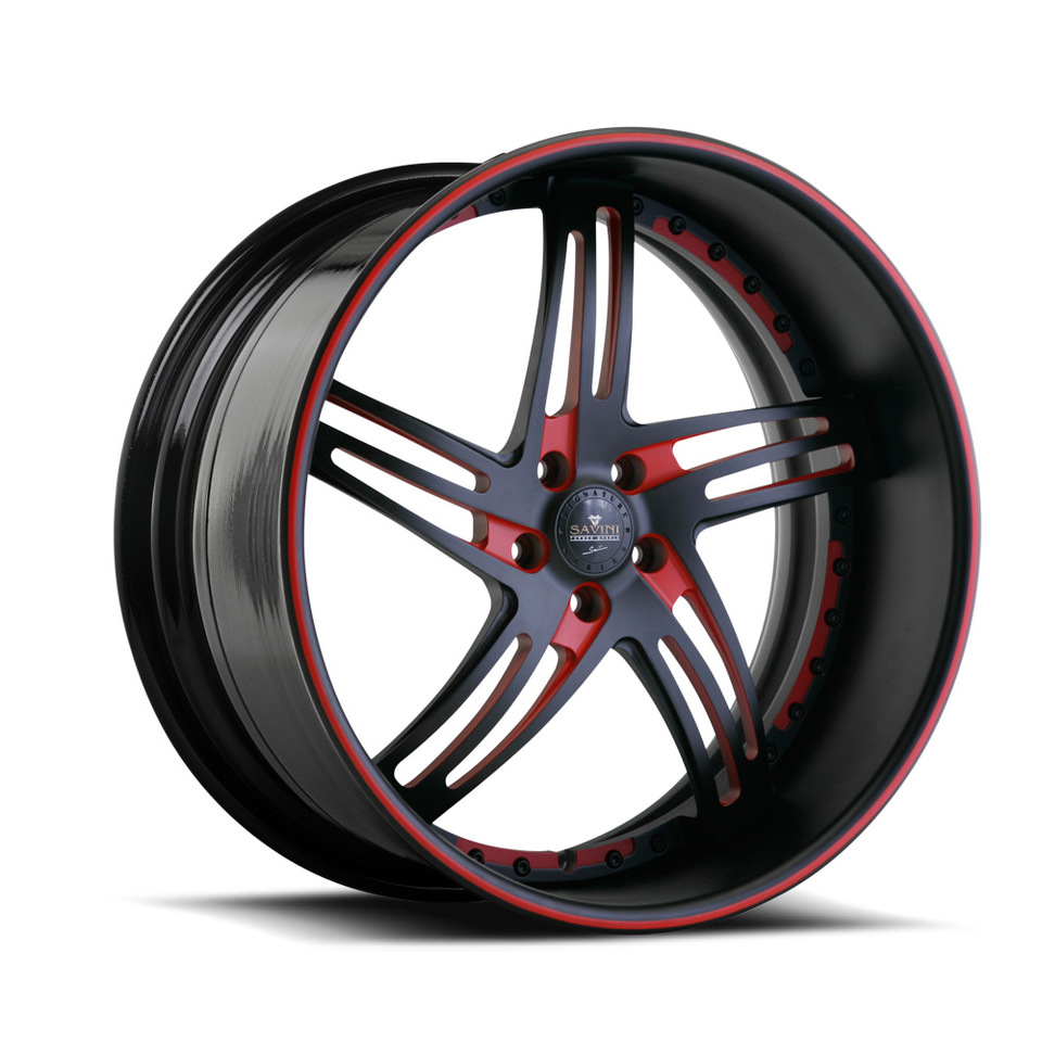 Savini Forged SV20s Black and Red XLT Wheels
