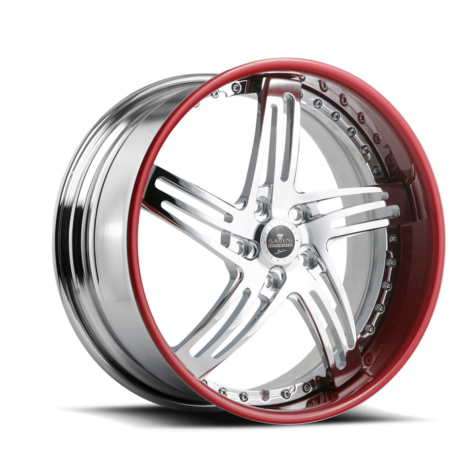 Savini Forged SV20s Chrome and Red Lip XLT Wheels