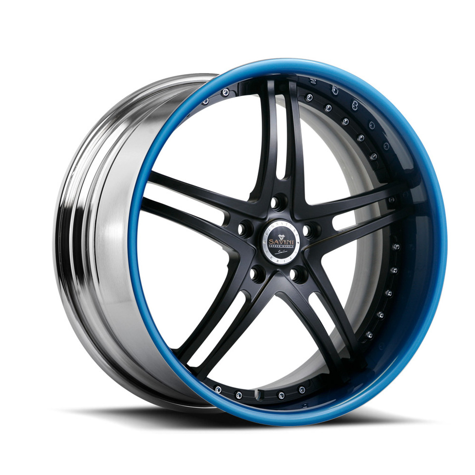Savini Forged SV23s Black and Blue XLT Wheels