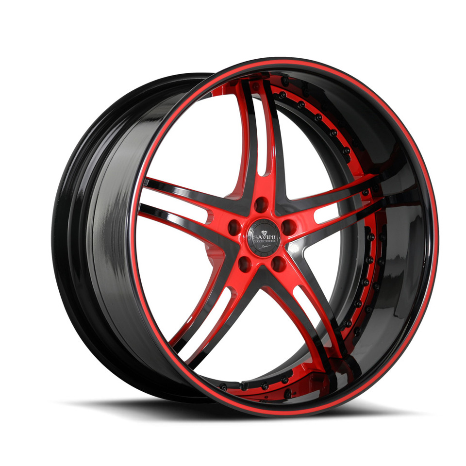 Savini Forged SV23s Black and Red XLT Wheels