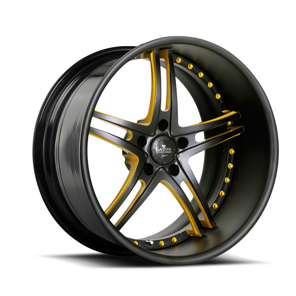 Savini Forged SV23s Black and Yellow XLT Wheels