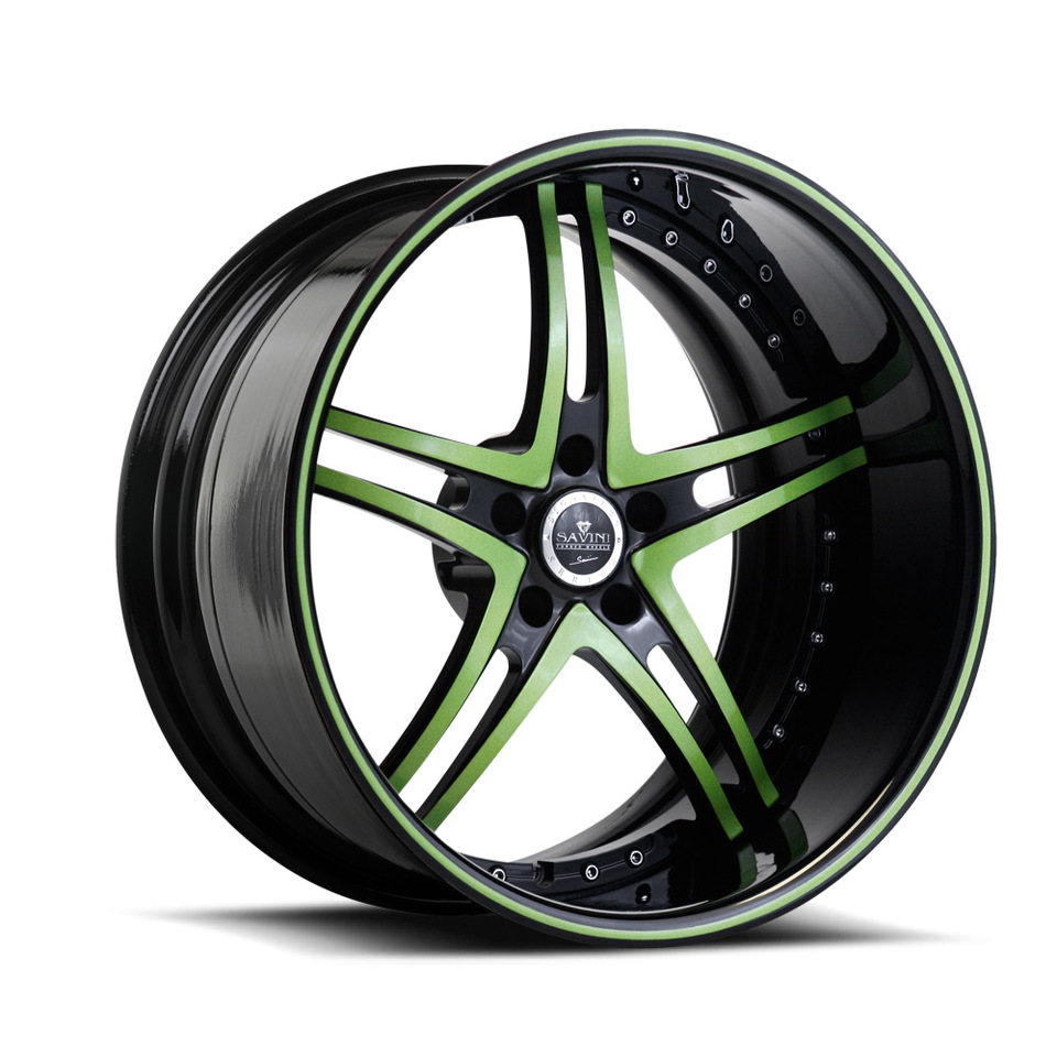 Savini Forged SV23s Green and Black XLT Wheels