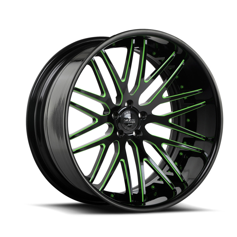 Savini Forged SV25c Black and Green XC Wheels