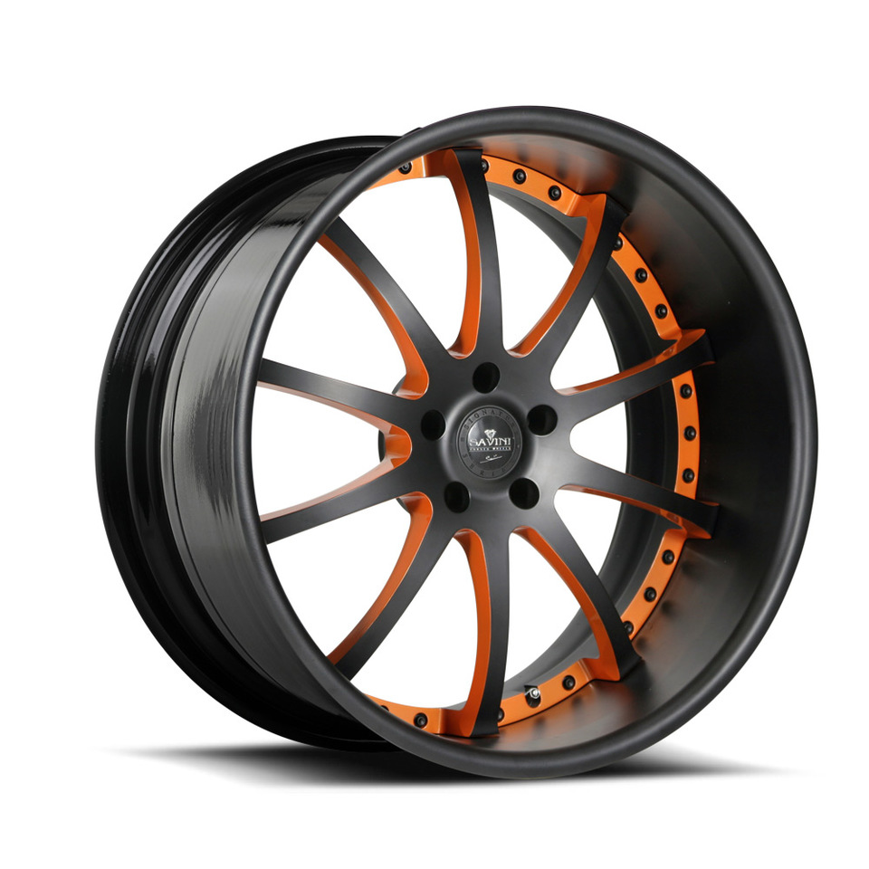 Savini Forged SV26s Black and Orange XLT Wheels