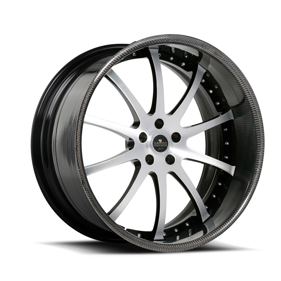 Savini Forged SV26s Brushed Black Carbon Fiber XLT Wheels