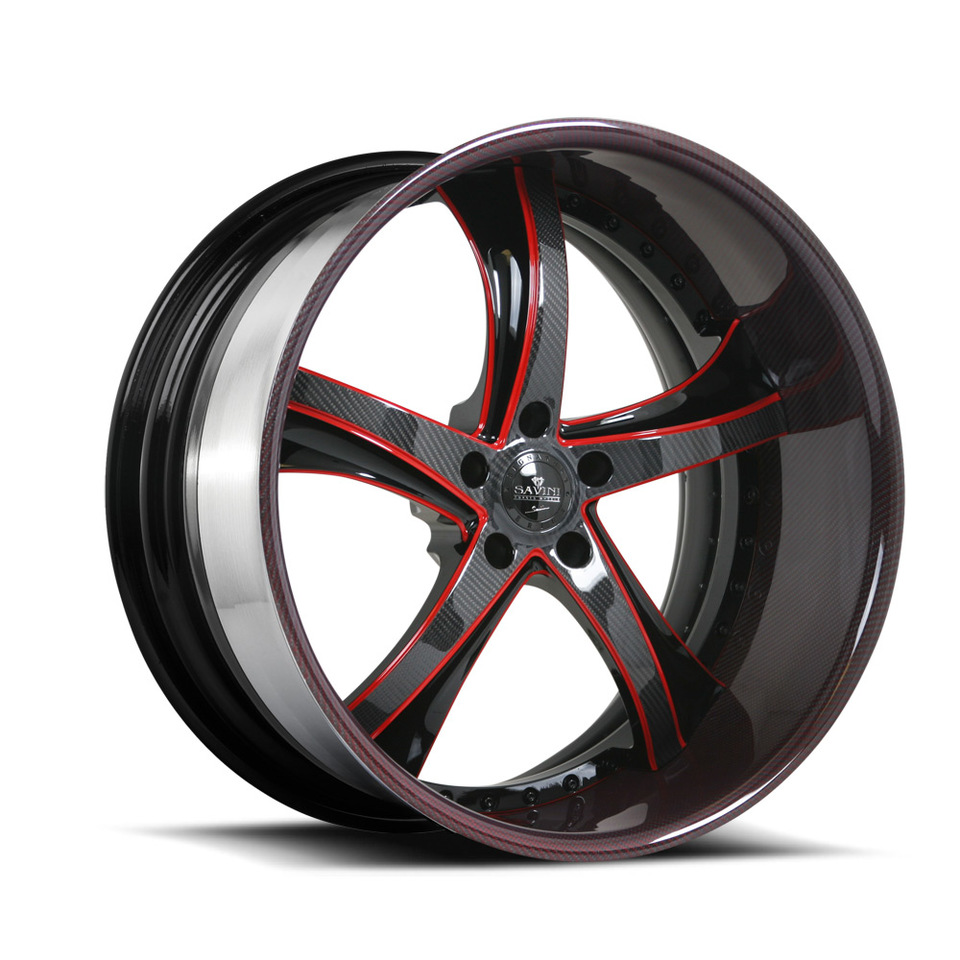 Savini Forged SV29s Red Black Carbon Fiber XLT Wheels