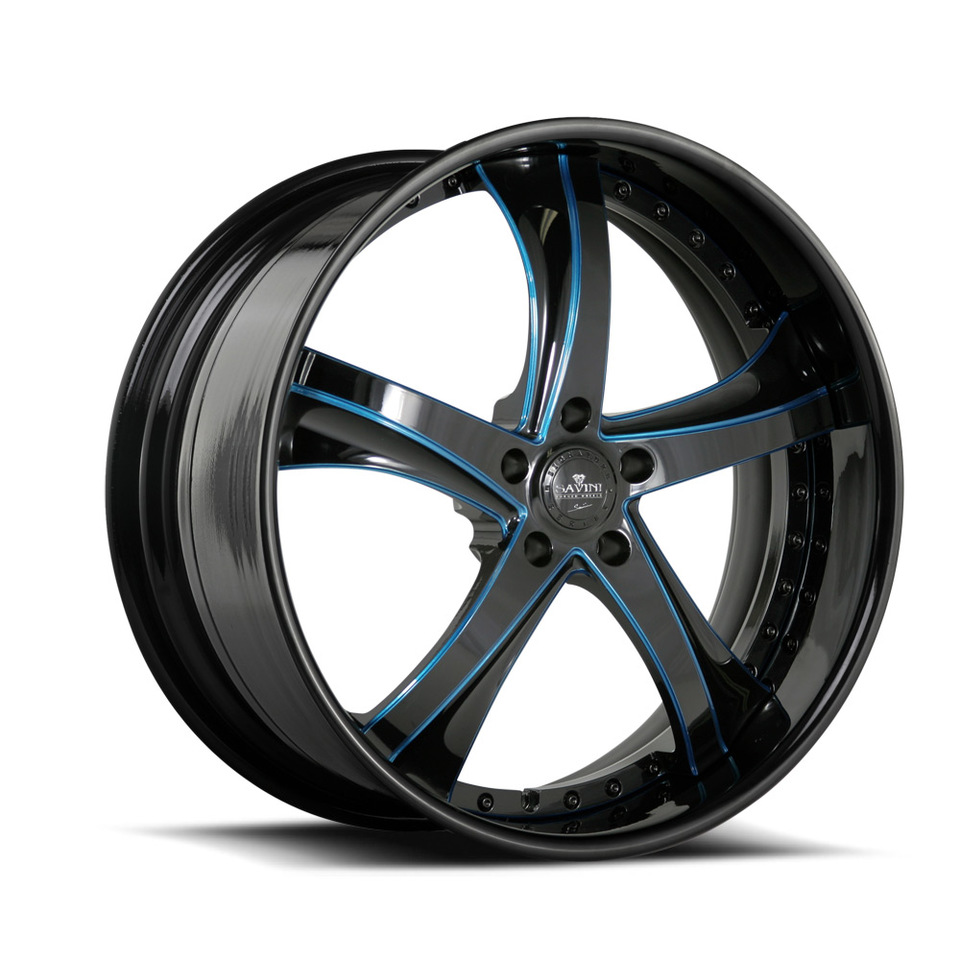 Savini Forged SV29s Black and Blue XLT Wheels