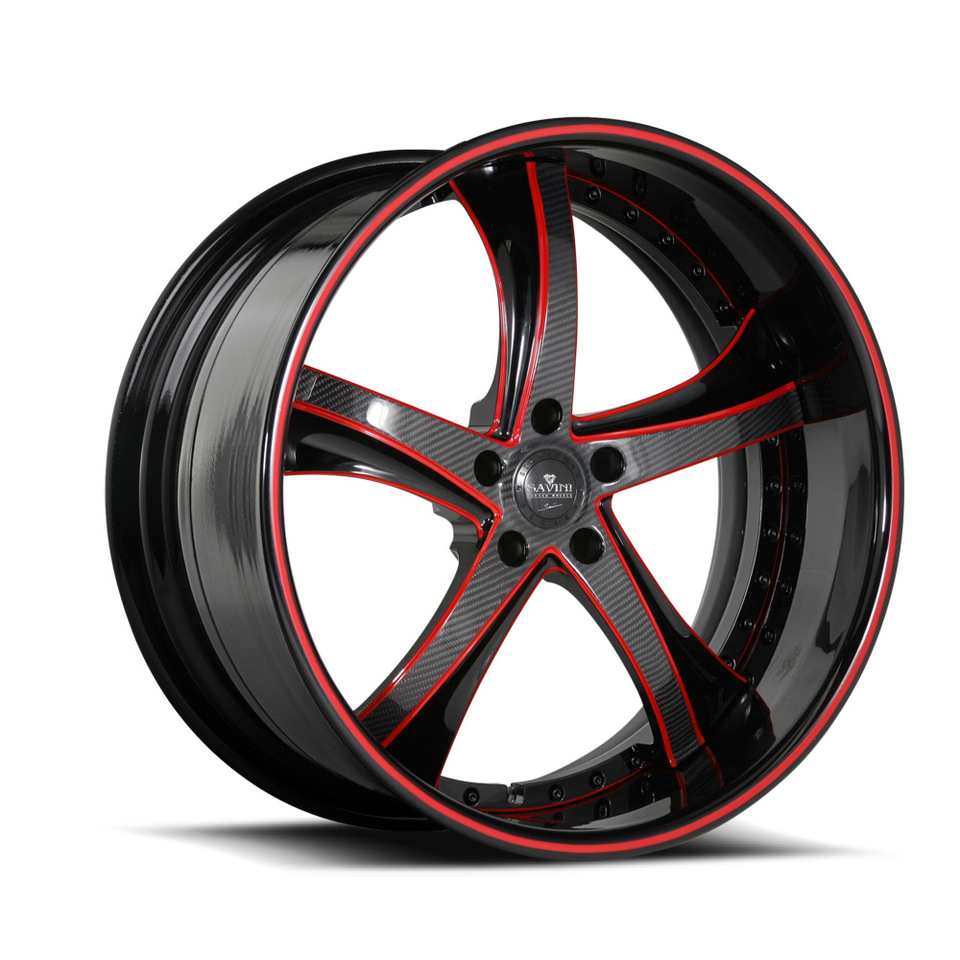 Savini Forged SV29s Black with Red and Carbon Fiber XLT Wheels
