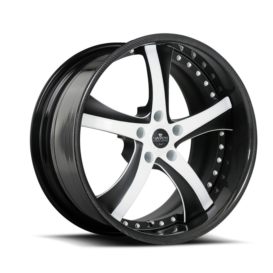 Savini Forged SV29s Black with White and Carbon Fiber XLT Wheels