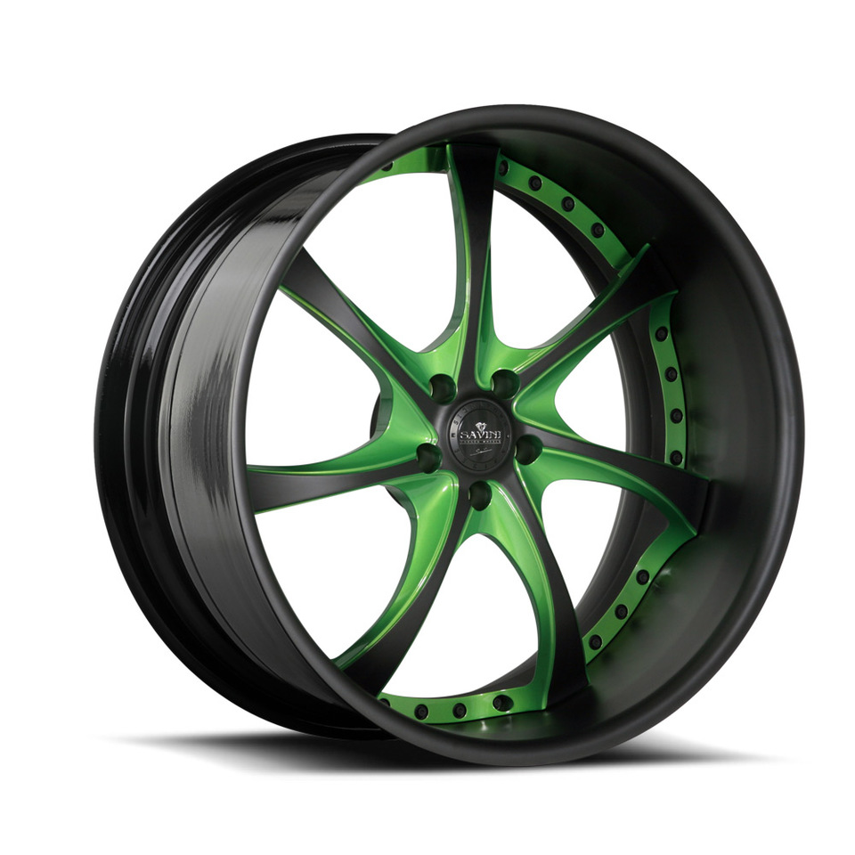 Savini Forged SV31s Black and Green XLT Wheels