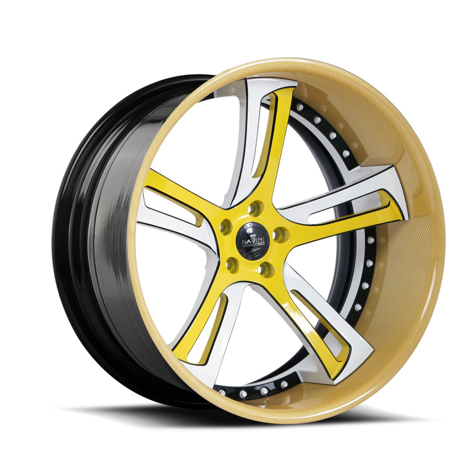 Savini Forged SV32c Yellow and White Carbon Fiber XC Wheels