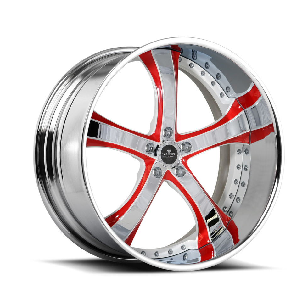 Savini Forged SV33s Chrome Red and White XLT Wheels