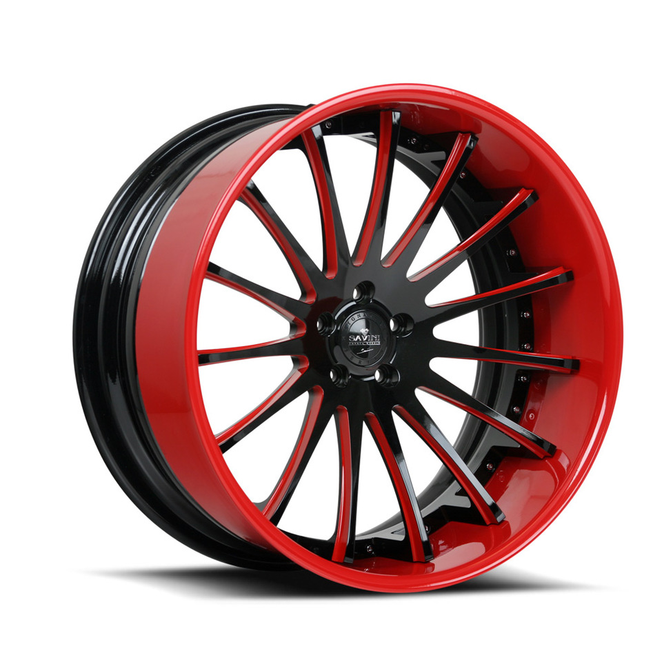 Savini Forged SV34c Black and Red XC Wheels