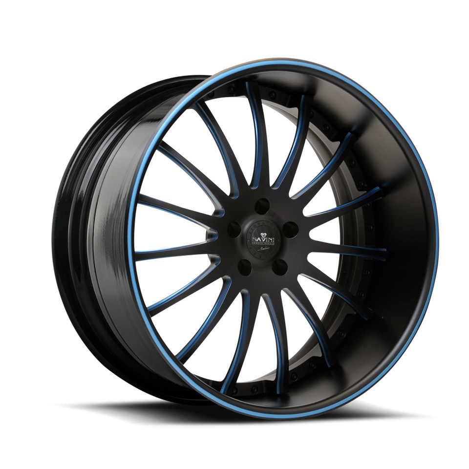 Savini Forged SV34s Black and Blue XLT Wheels