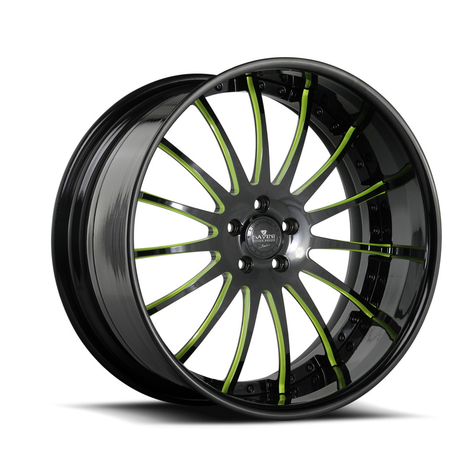 Savini Forged SV34s Black and Green XLT Wheels