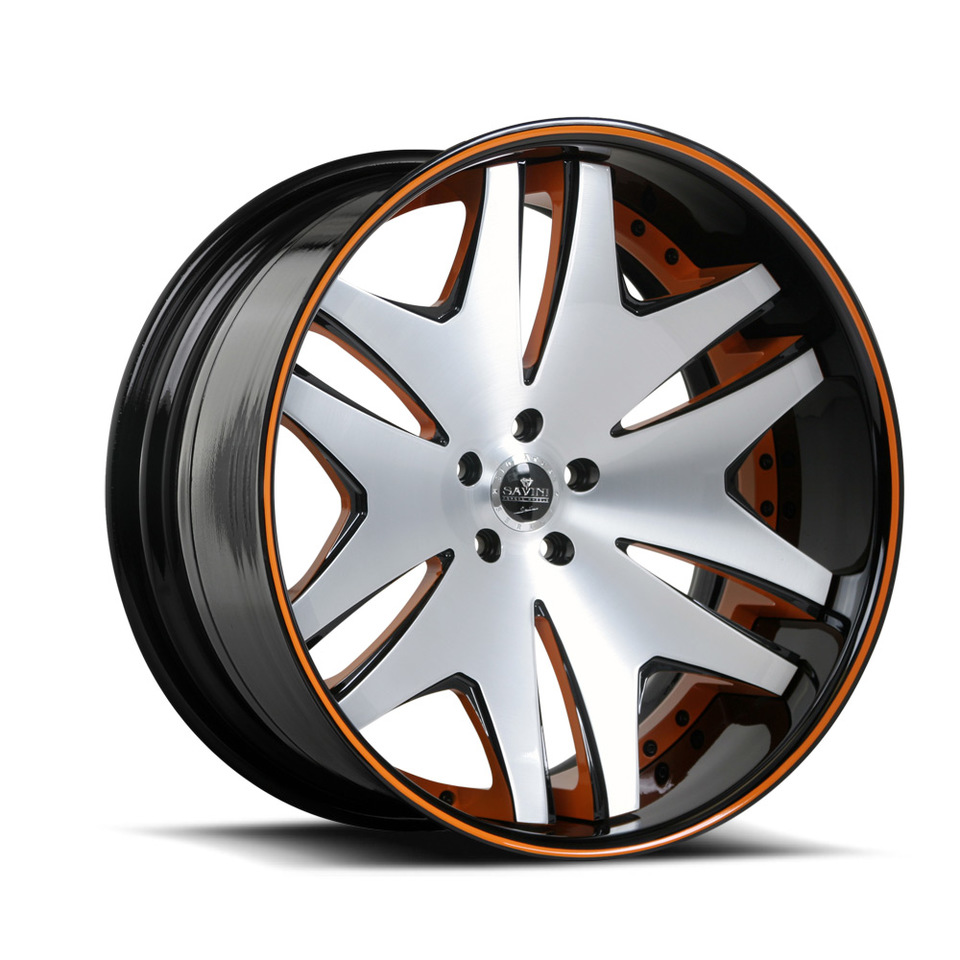 Savini Forged SV36c Brushed Black and Orange XC Wheels