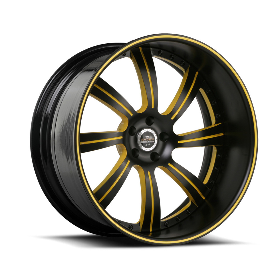 Savini Forged SV38 Black and Yellow Signature Wheels
