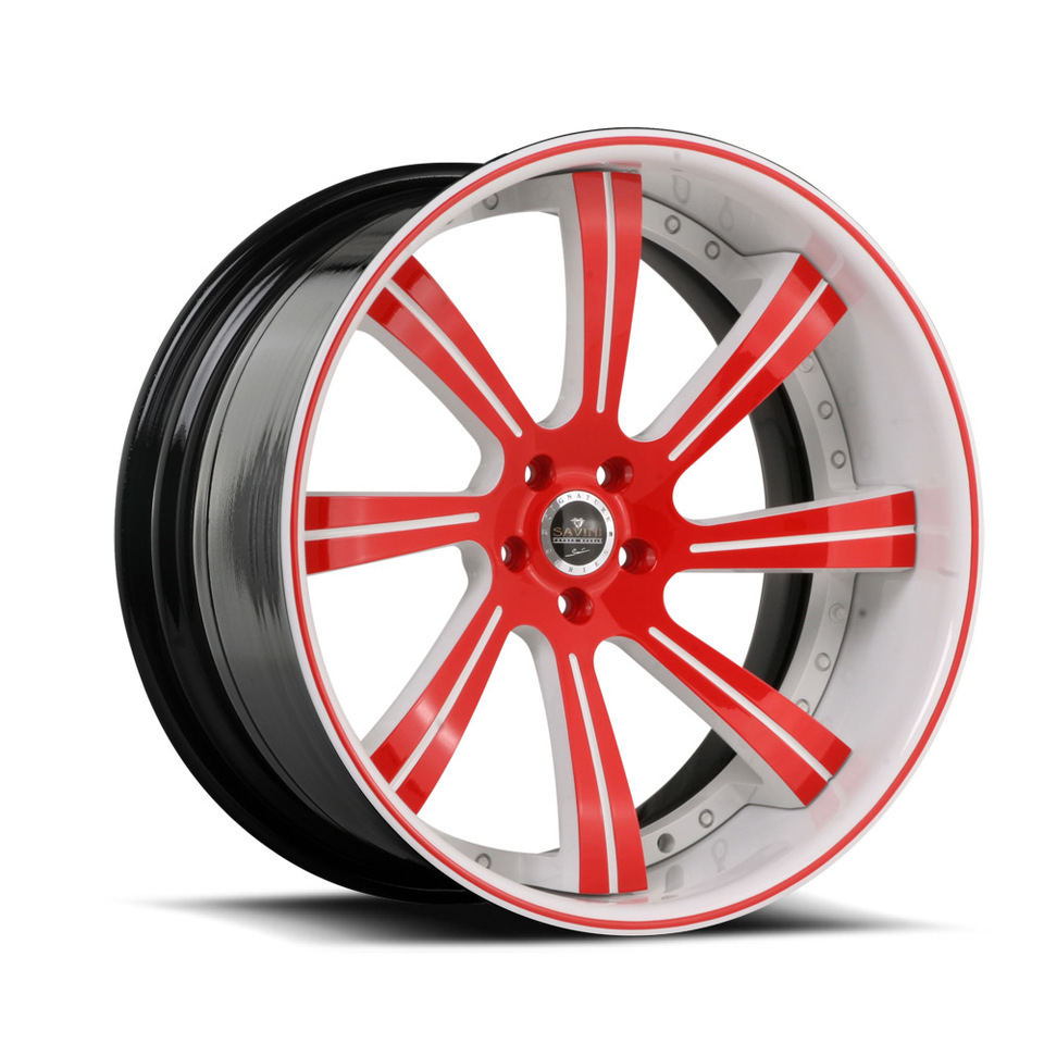 Savini Forged SV38c Red and White XC Wheels