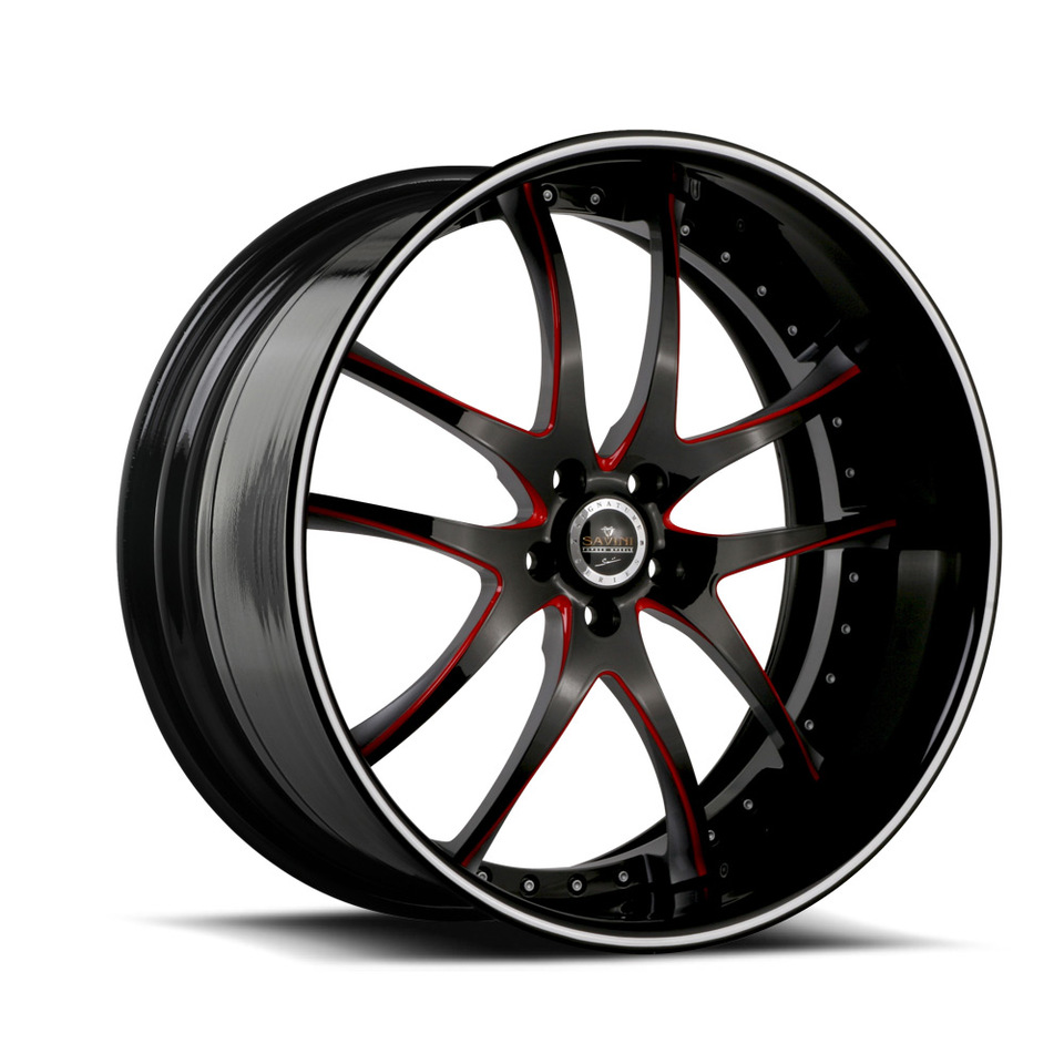Savini Forged SV40s Red and Black XLT Wheels