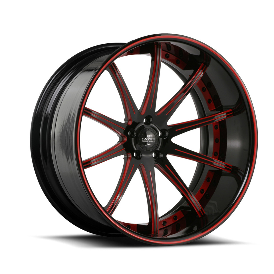 Savini Forged SV41c Black and Red XC Wheels