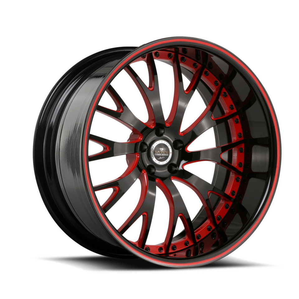 Savini Forged SV42 Black and Red Signature Wheels