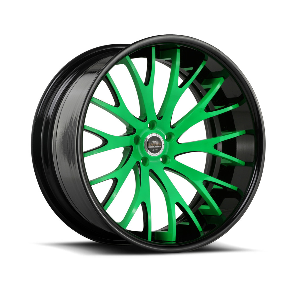 Savini Forged SV42c Black and Neon Green XC Wheels