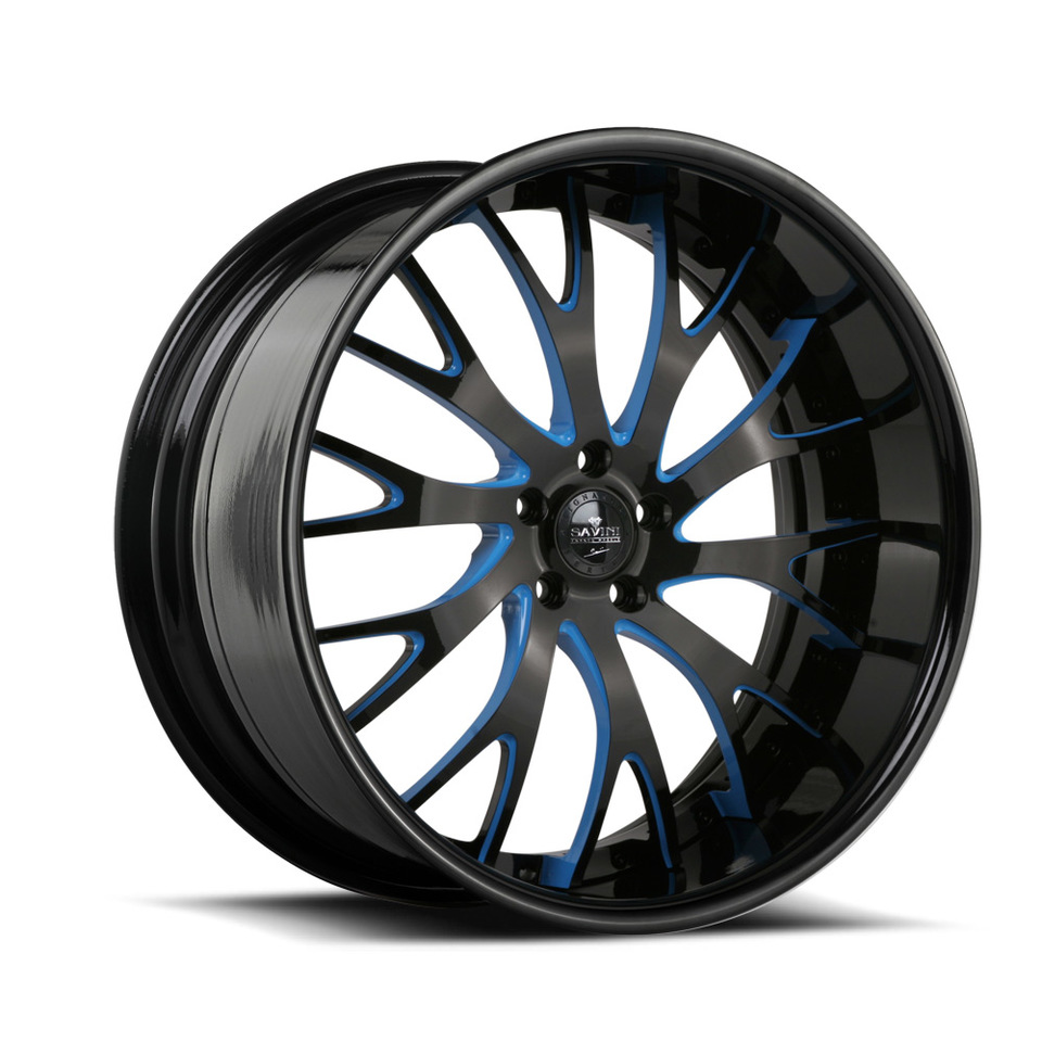 Savini Forged SV42s Blue and Black XLT Wheels