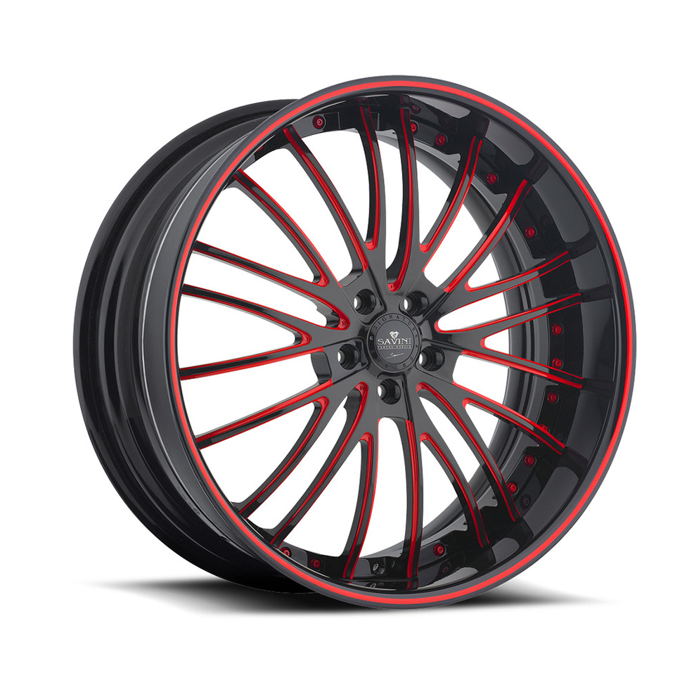 Savini Forged SV45s Black and Red XLT Wheels